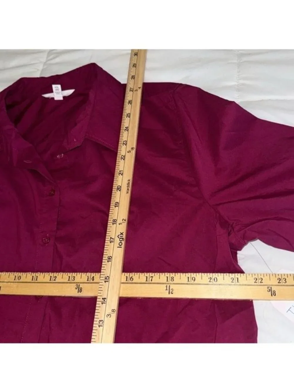 Time & Tru Womens Button Front Shirt XXL 20 Purple Long Sleeve Collared - Picture 8 of 8